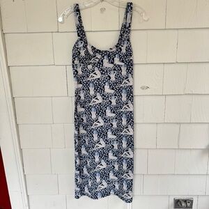 Reformation Beyonca Knit Au Naturale Midi Dress Blue White size XS NWT NEW